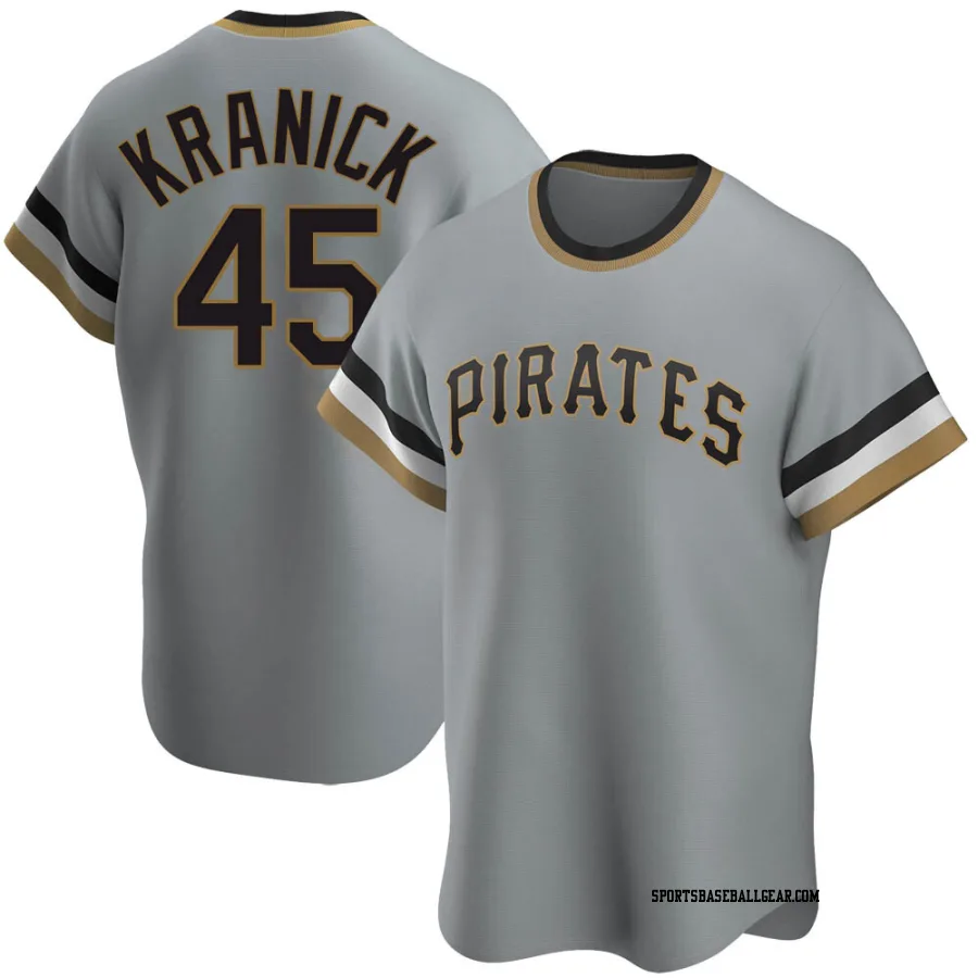 Max Kranick Men's Pittsburgh Pirates Gray Replica Road Cooperstown Collection Jersey