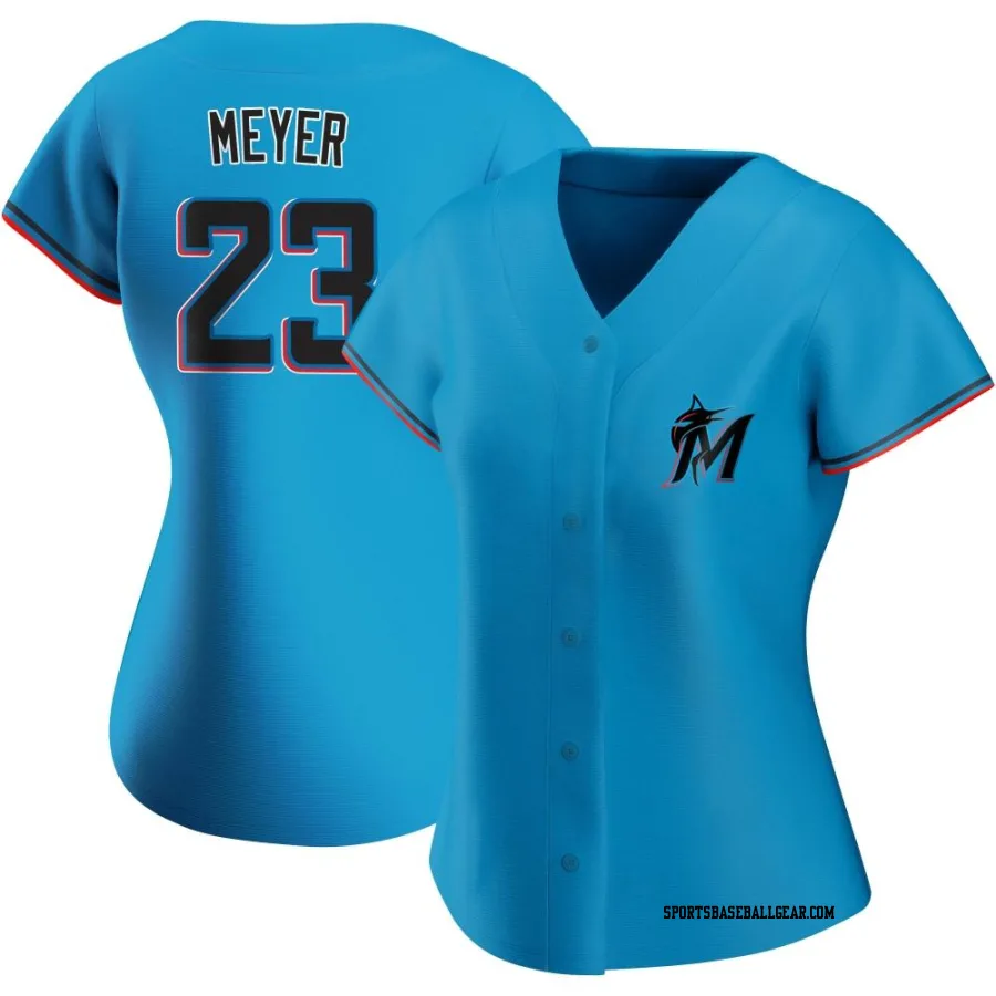 Max Meyer Women's Miami Marlins Blue Authentic Alternate Jersey