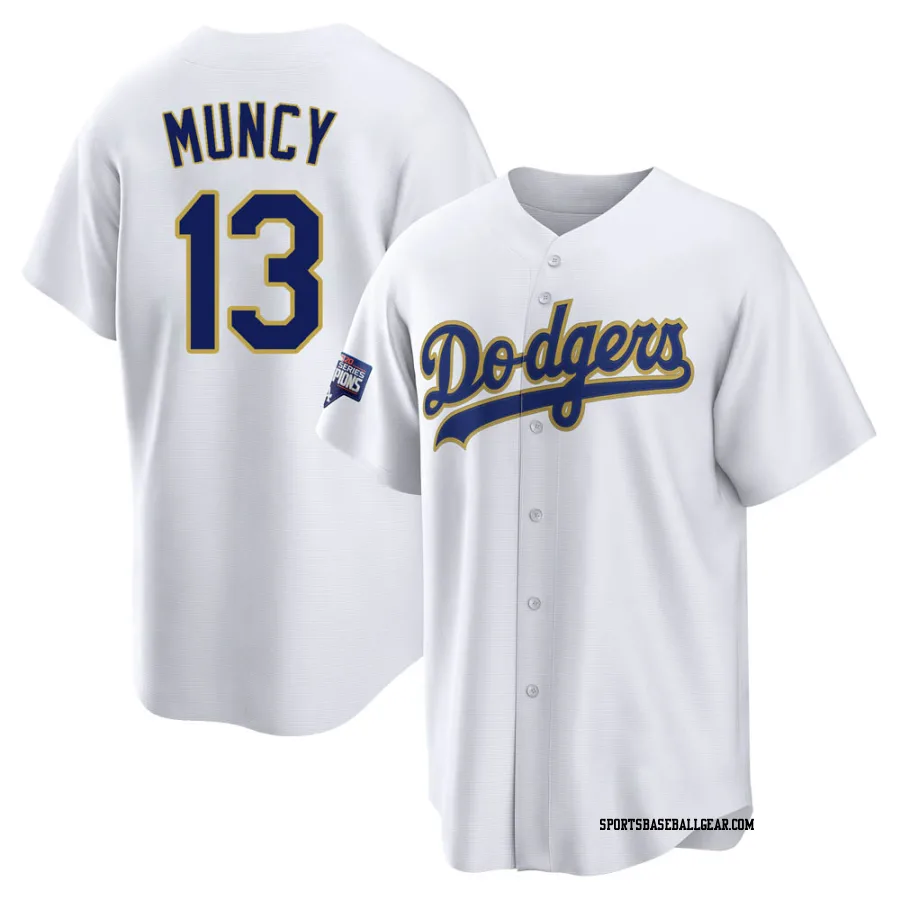 Max Muncy Men's Los Angeles Dodgers White/Gold Replica 2021 Gold Program Player Jersey