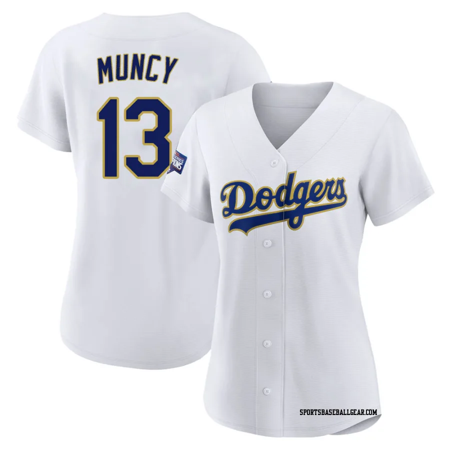 Max Muncy Women's Los Angeles Dodgers White/Gold Authentic 2021 Gold Program Player Jersey