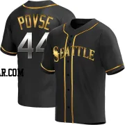 Max Povse Youth Seattle Mariners Black Golden Replica Alternate Jersey