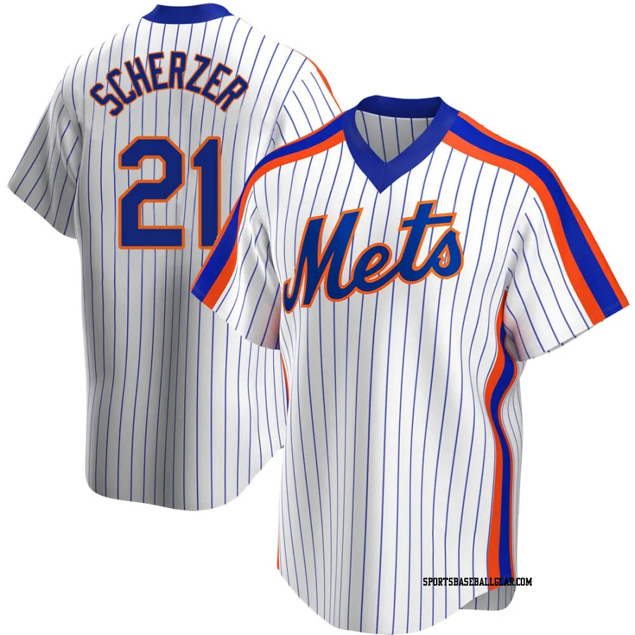 Max Scherzer Men's New York Mets White Replica Home Cooperstown Collection Jersey