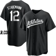 Max Schuemann Men's Oakland Athletics Black/White Replica Jersey