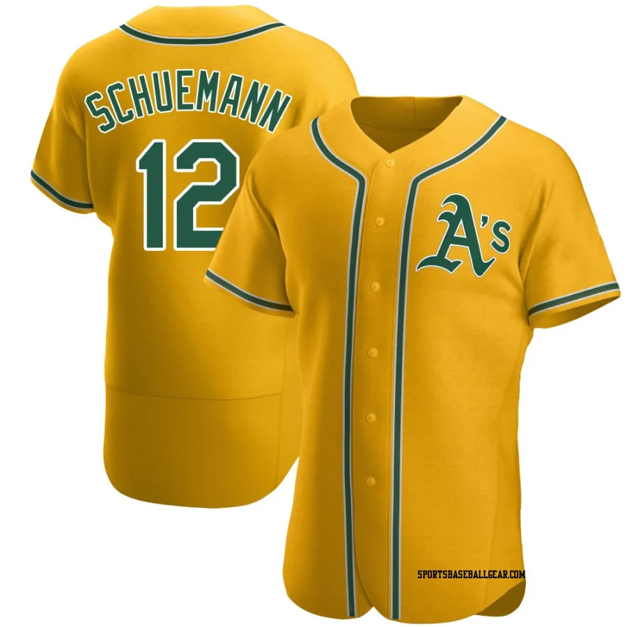 Max Schuemann Men's Oakland Athletics Gold Authentic Alternate Jersey