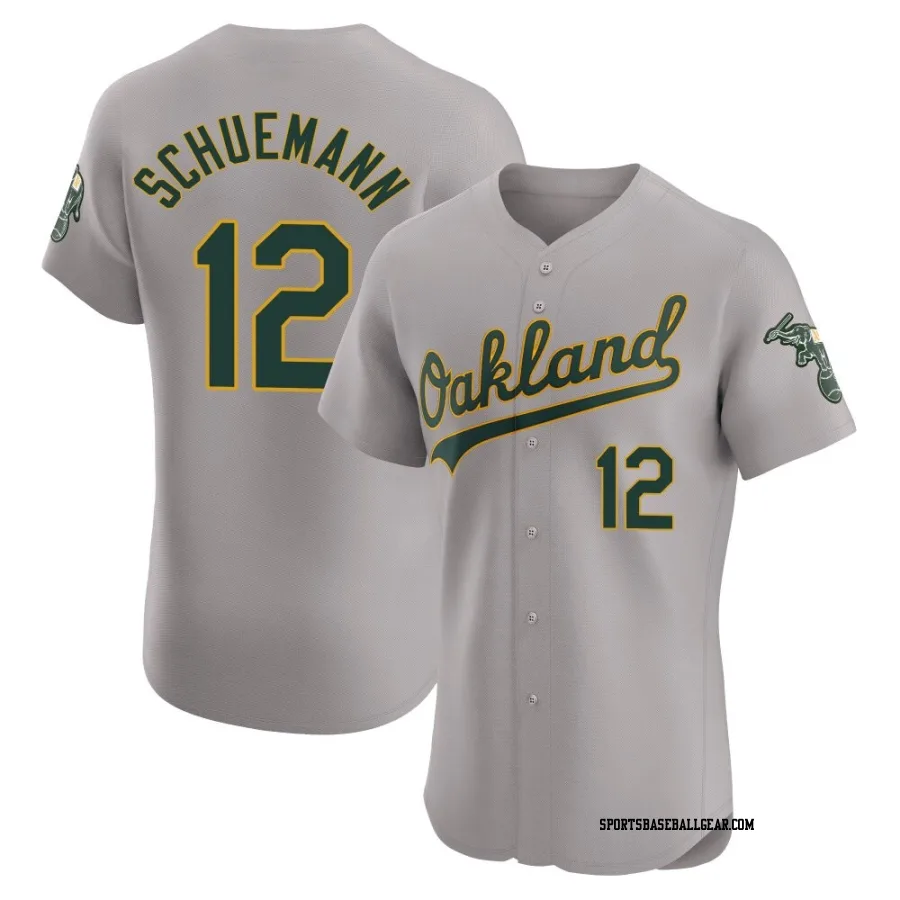 Max Schuemann Men's Oakland Athletics Gray Elite Road Jersey