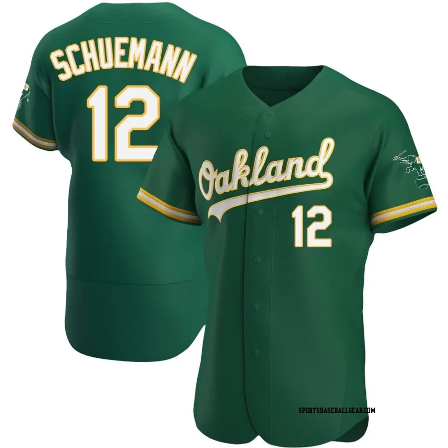 Max Schuemann Men's Oakland Athletics Green Authentic Kelly Alternate Jersey