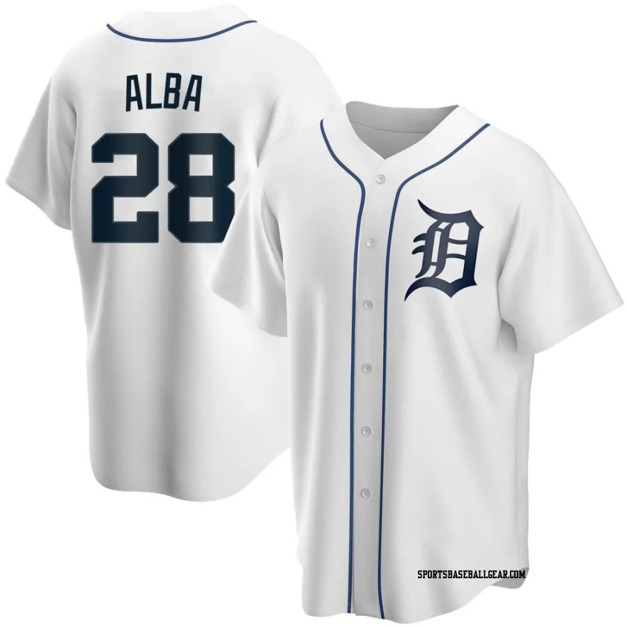 Maximillian Alba Men's Detroit Tigers White Replica Home Jersey