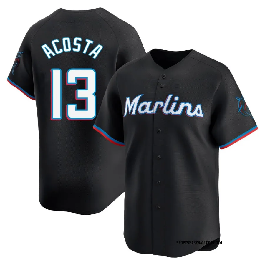 Maximo Acosta Men's Miami Marlins Black Limited Alternate Jersey