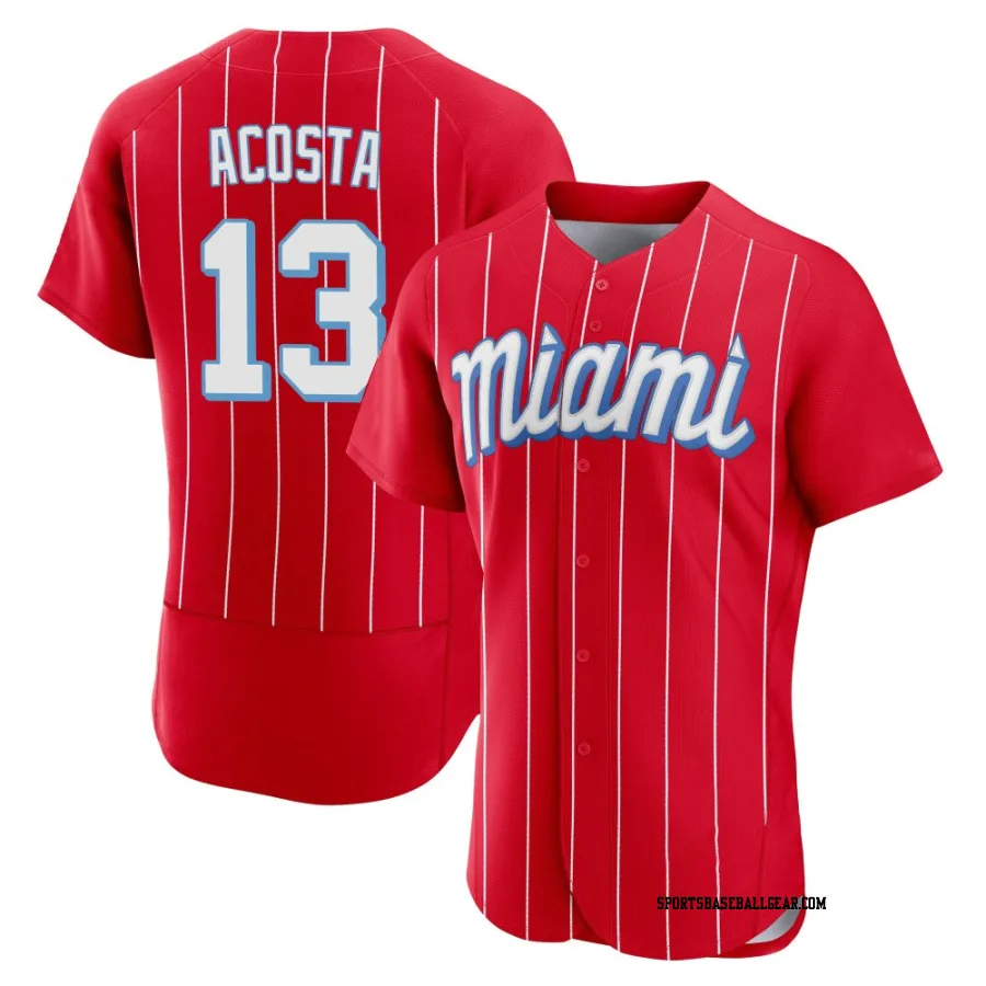 Maximo Acosta Men's Miami Marlins Red Authentic 2021 City Connect Jersey