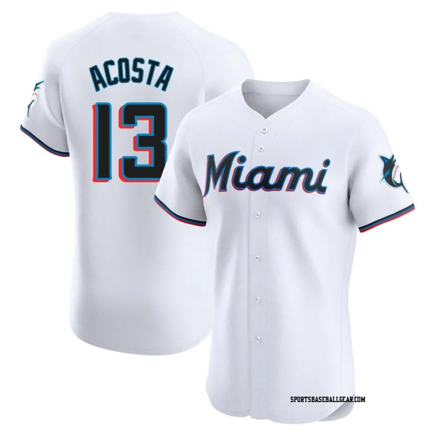 Maximo Acosta Men's Miami Marlins White Elite Home Jersey