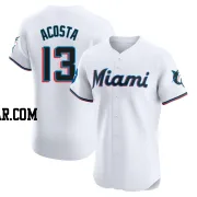 Maximo Acosta Men's Miami Marlins White Elite Home Patch Jersey