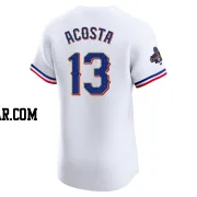 Maximo Acosta Men's Texas Rangers Gold Elite White 2024 Collection Jersey