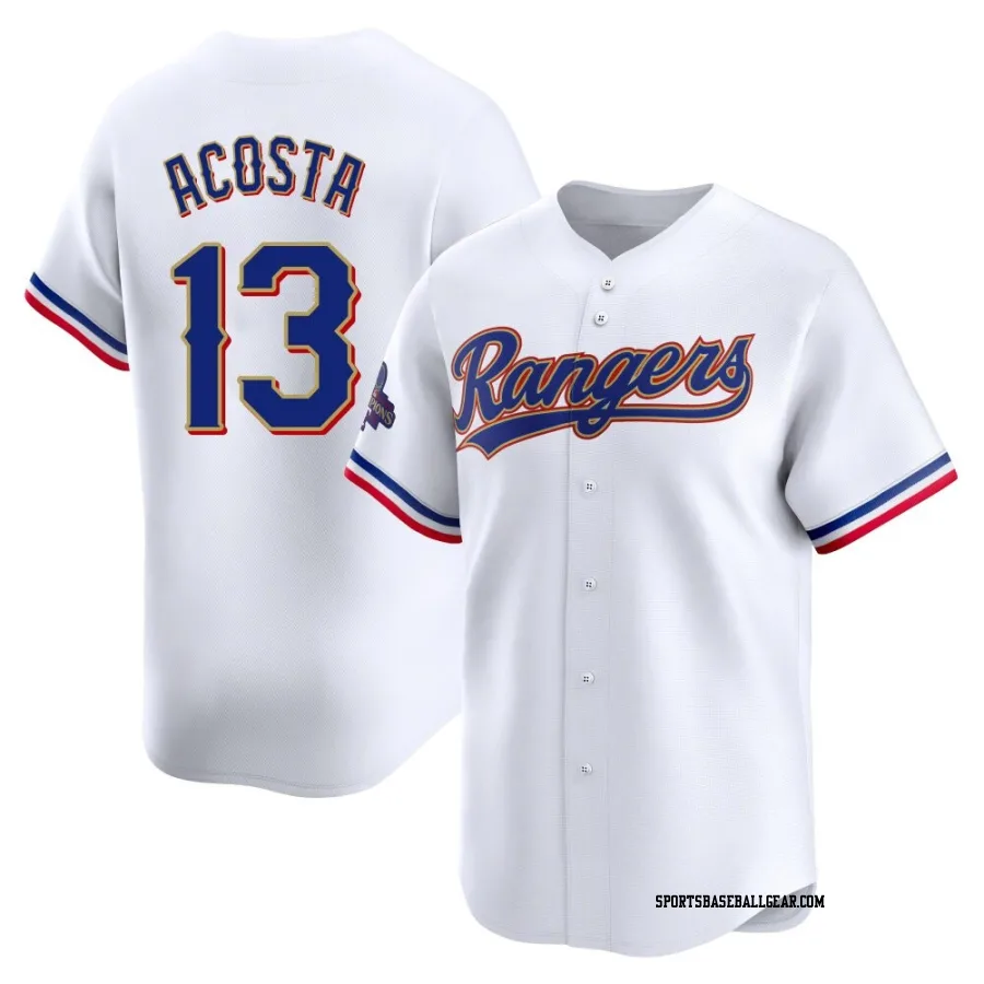 Maximo Acosta Men's Texas Rangers Gold Limited White 2024 Collection Jersey