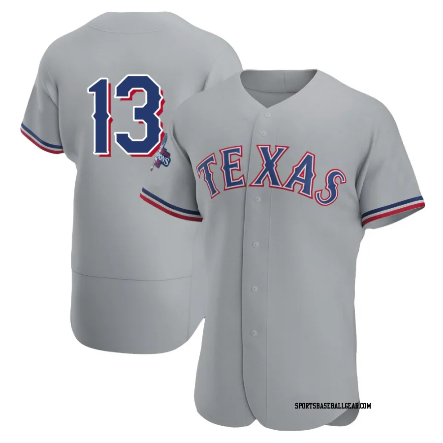 Maximo Acosta Men's Texas Rangers Gray Authentic Road 2023 World Series Champions Jersey