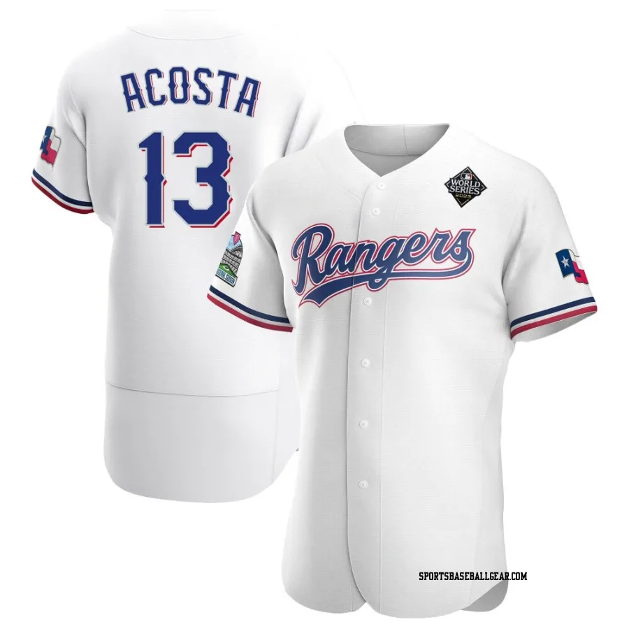 Maximo Acosta Men's Texas Rangers White Authentic Home 2023 World Series Jersey