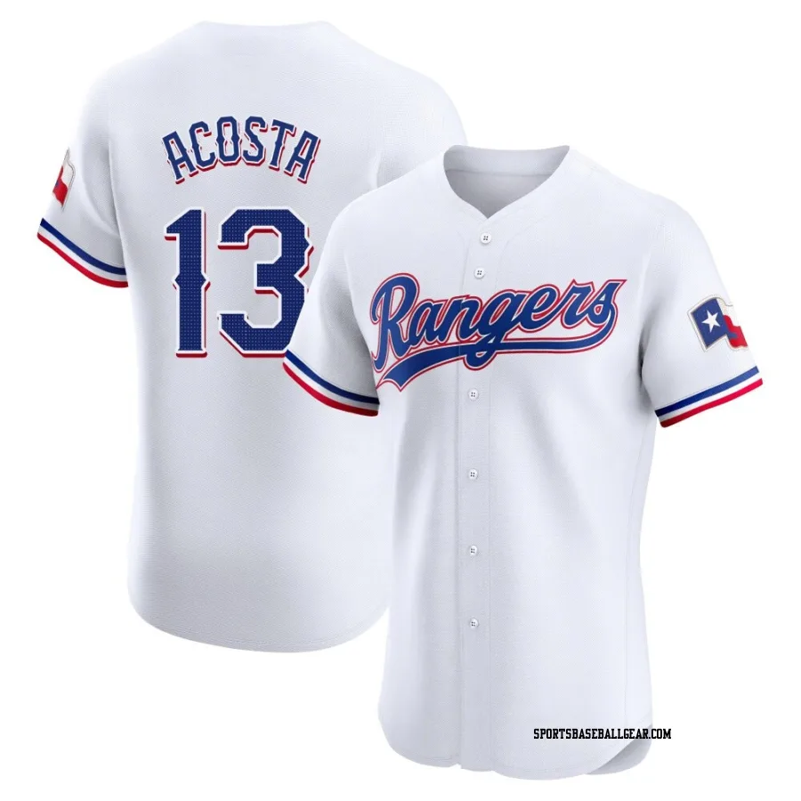 Maximo Acosta Men's Texas Rangers White Elite Home Jersey