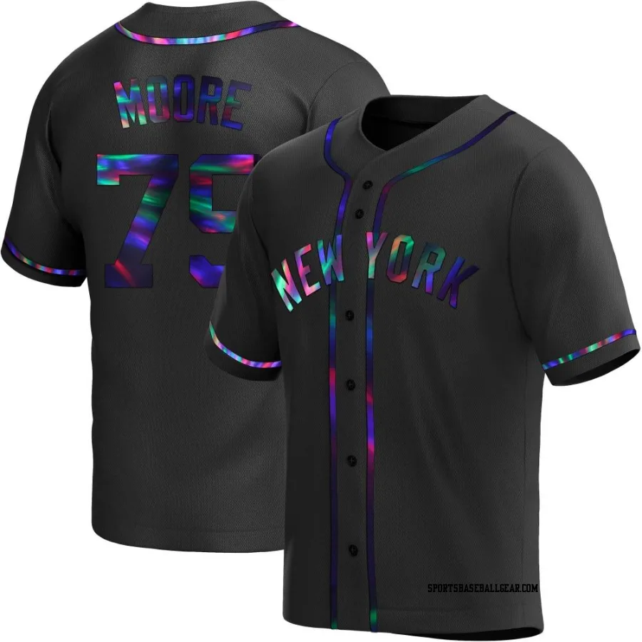 McKinley Moore Men's New York Yankees Black Holographic Replica Alternate Jersey