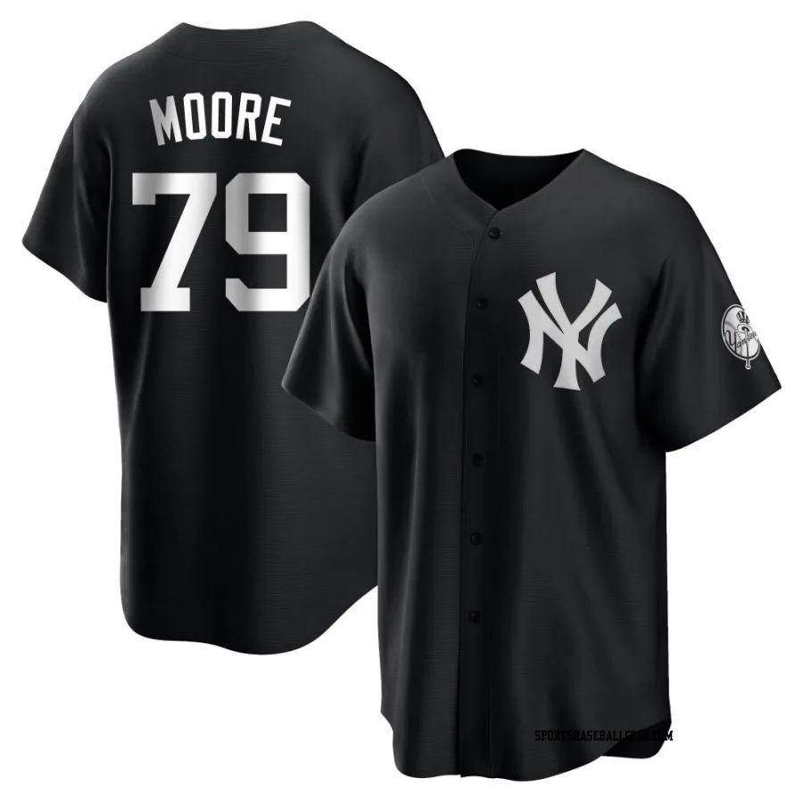 McKinley Moore Men's New York Yankees Black/White Replica Jersey