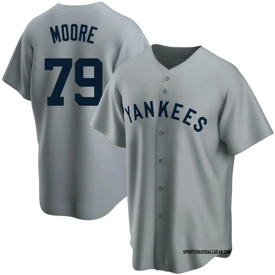 McKinley Moore Men's New York Yankees Gray Replica Road Cooperstown Collection Jersey