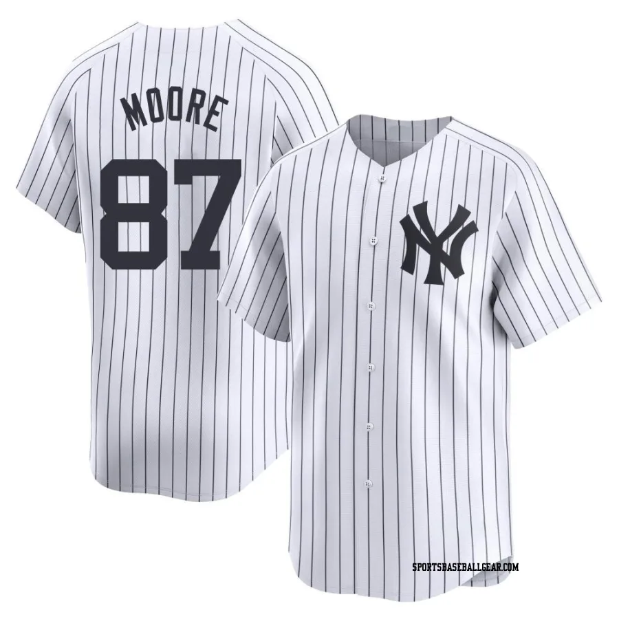 McKinley Moore Men's New York Yankees White Limited Yankee Home Jersey