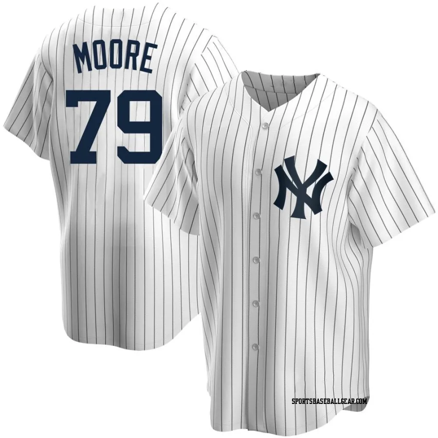 McKinley Moore Men's New York Yankees White Replica Home Jersey