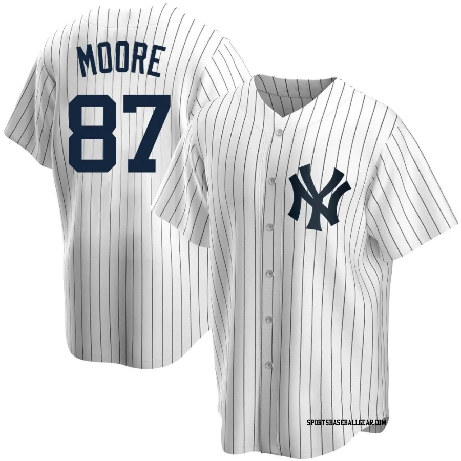 McKinley Moore Men's New York Yankees White Replica Home Jersey