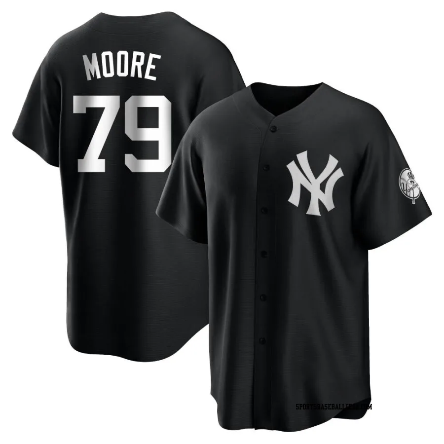 McKinley Moore Youth New York Yankees Black/White Replica Jersey