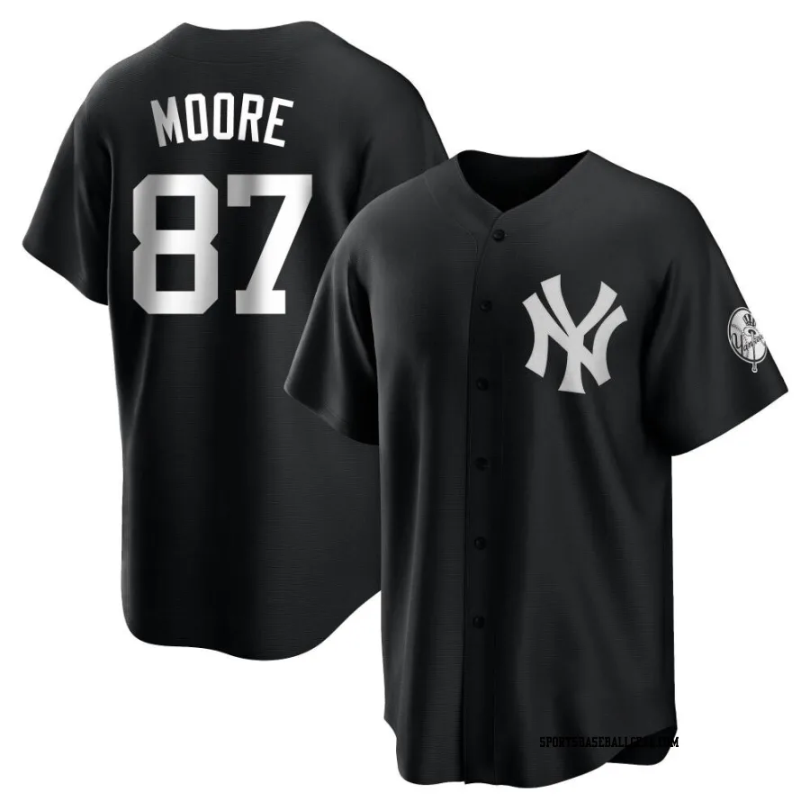 McKinley Moore Youth New York Yankees Black/White Replica Jersey