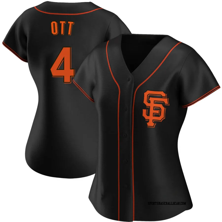 Mel Ott Women's San Francisco Giants Black Authentic Alternate Jersey