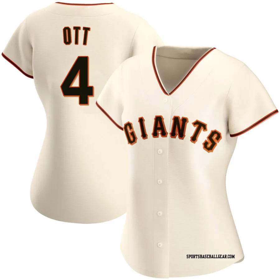 Mel Ott Women's San Francisco Giants Cream Authentic Home Jersey