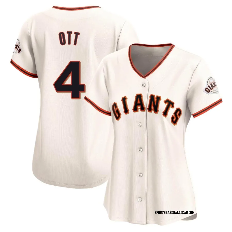 Mel Ott Women's San Francisco Giants Cream Limited Home Jersey