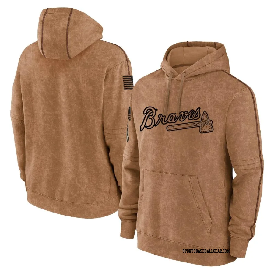 Men's Atlanta Braves Brown 2023 Salute to Service Club Pullover Hoodie