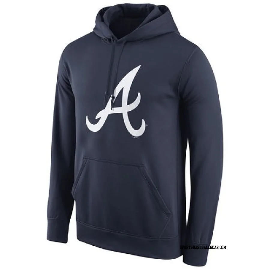 Men's Atlanta Braves Navy Logo Performance Pullover Hoodie -