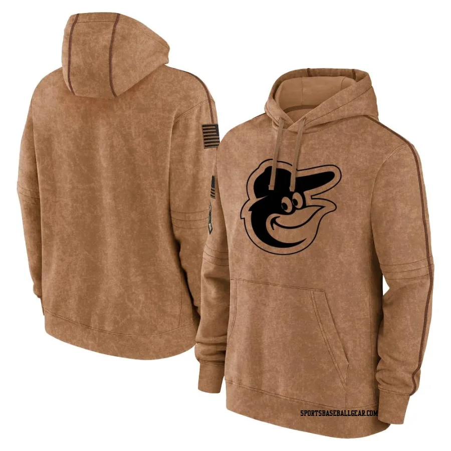 Men's Baltimore Orioles Brown 2023 Salute to Service Club Pullover Hoodie