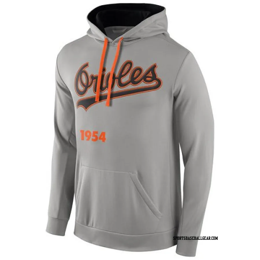 Men's Baltimore Orioles Gray Cooperstown Performance Pullover Hoodie -