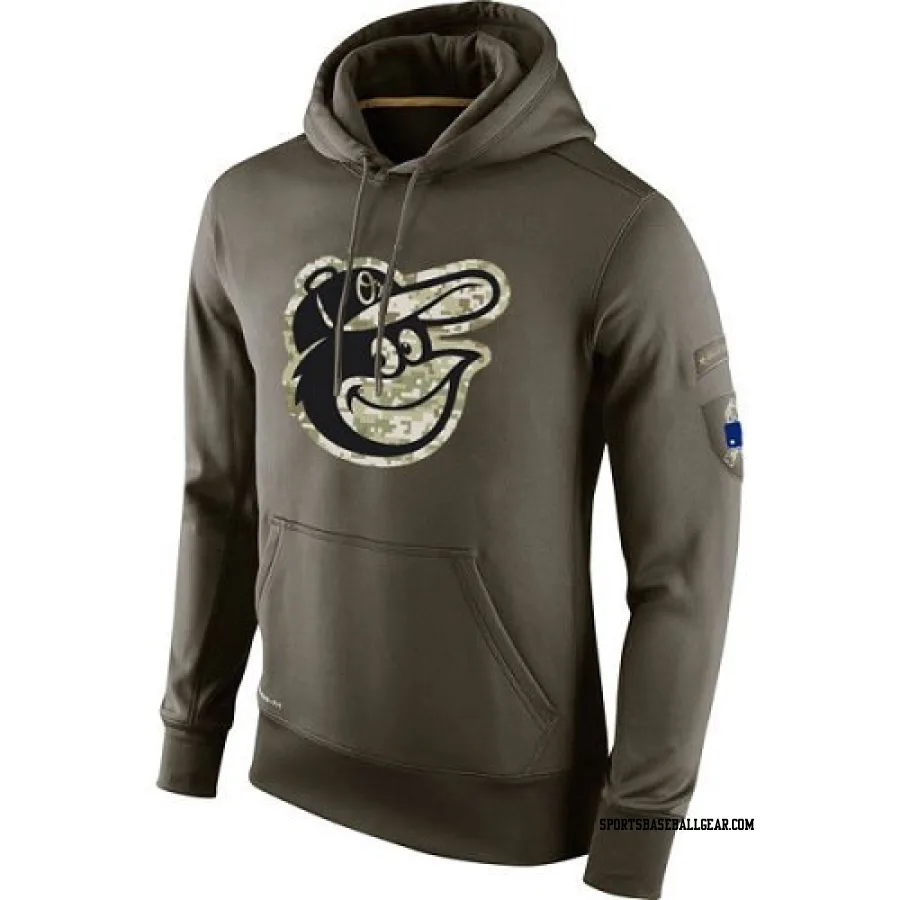 Men's Baltimore Orioles Olive Salute to Service KO Performance Hoodie