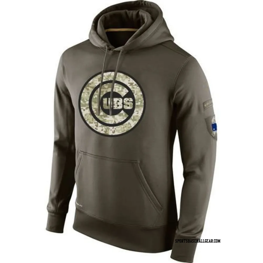 Men's Chicago Cubs Olive Salute to Service KO Performance Hoodie