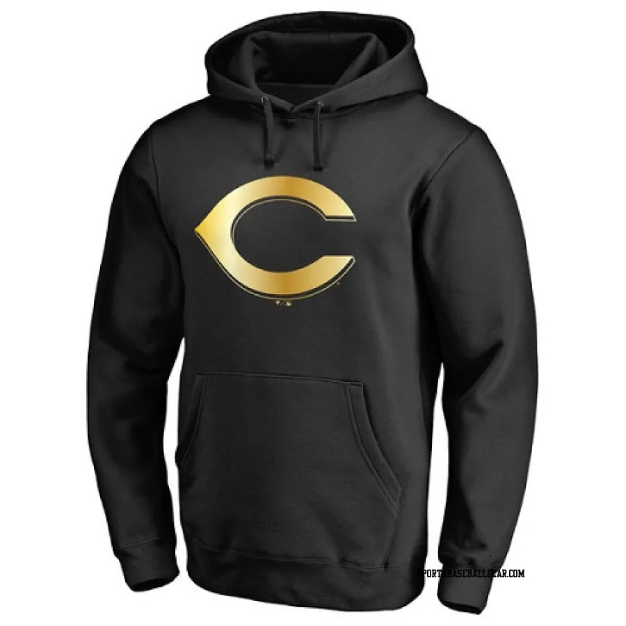 Men's Cincinnati Reds Gold Collection Pullover Hoodie - Black