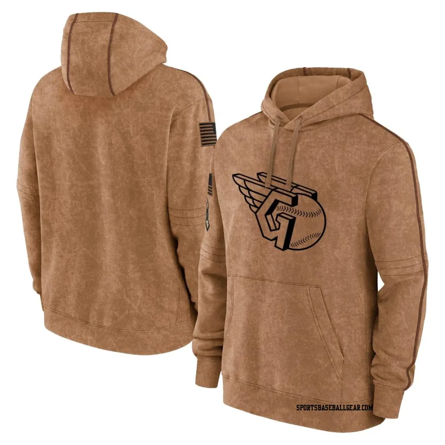 Men's Cleveland Guardians Brown 2023 Salute to Service Club Pullover Hoodie