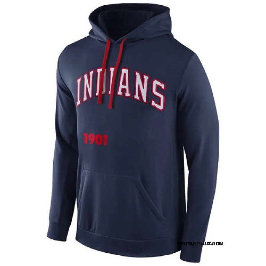 Men's Cleveland Guardians Navy Blue Cooperstown Performance Pullover Hoodie -