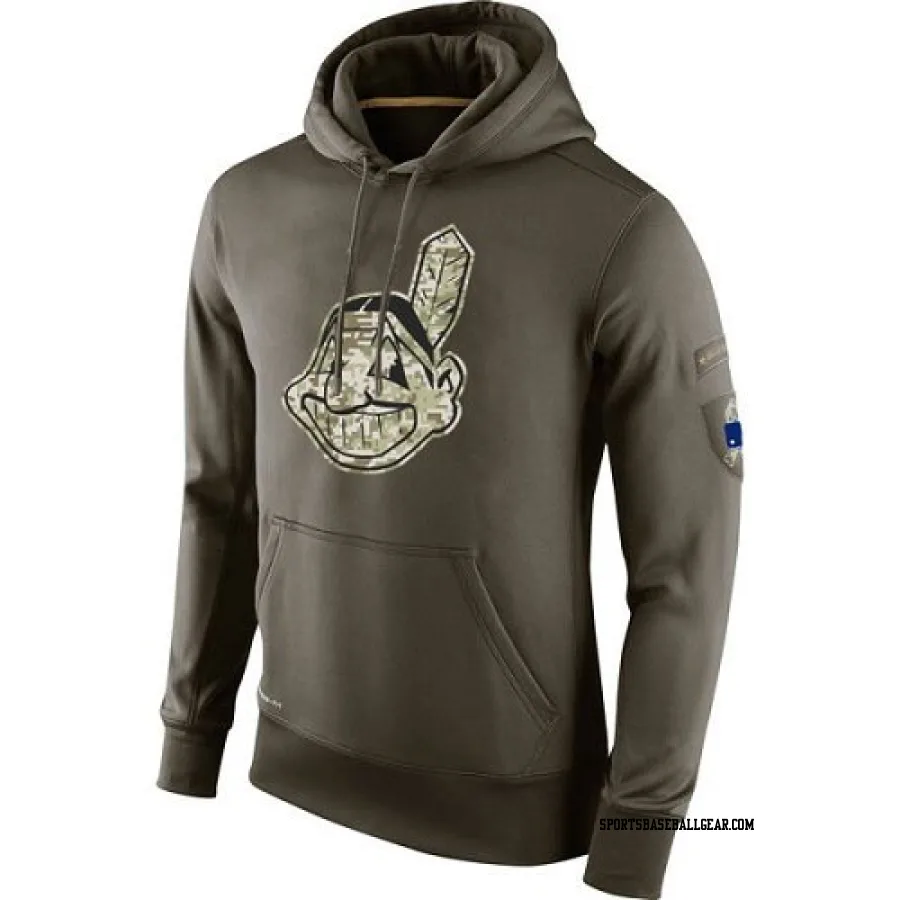 Men's Cleveland Guardians Olive Salute to Service KO Performance Hoodie