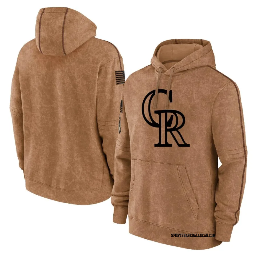 Men's Colorado Rockies Brown 2023 Salute to Service Club Pullover Hoodie