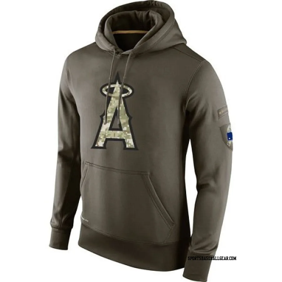 Men's Los Angeles Angels Olive Salute to Service KO Performance Hoodie