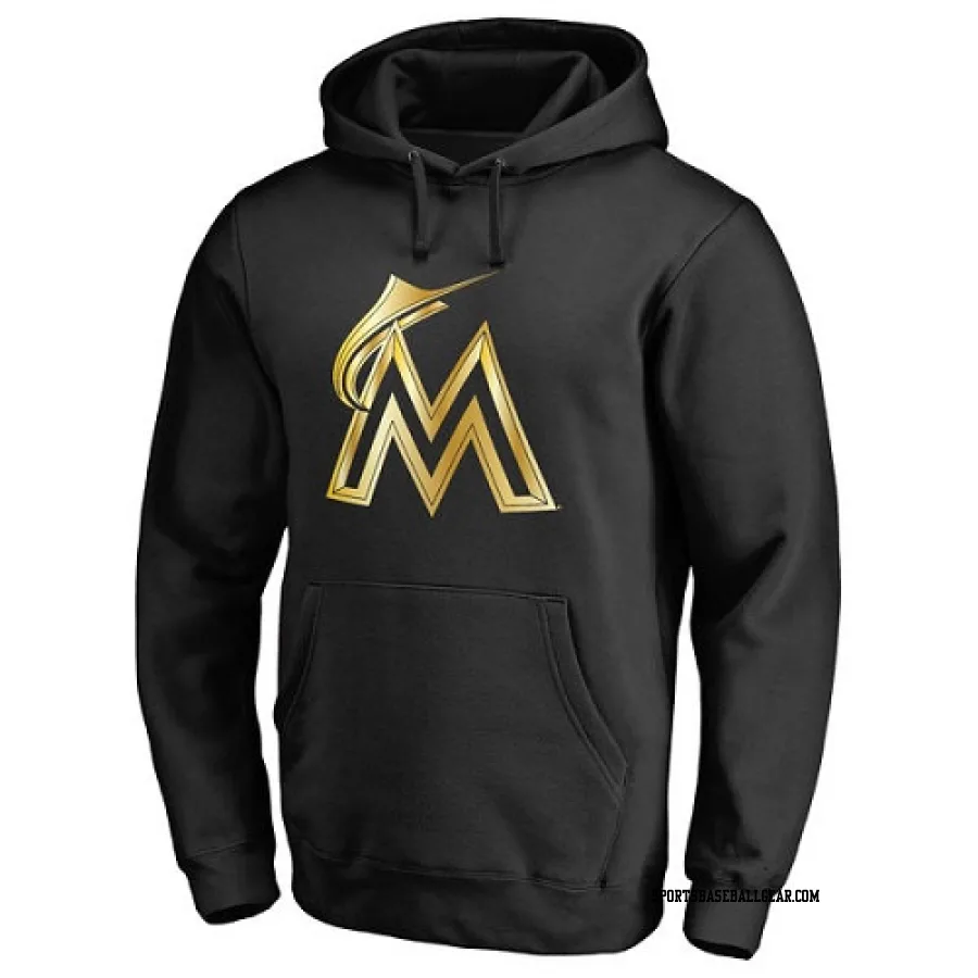 Men's Miami Marlins Gold Collection Pullover Hoodie - Black