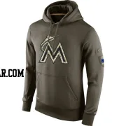 Men's Miami Marlins Olive Salute to Service KO Performance Hoodie