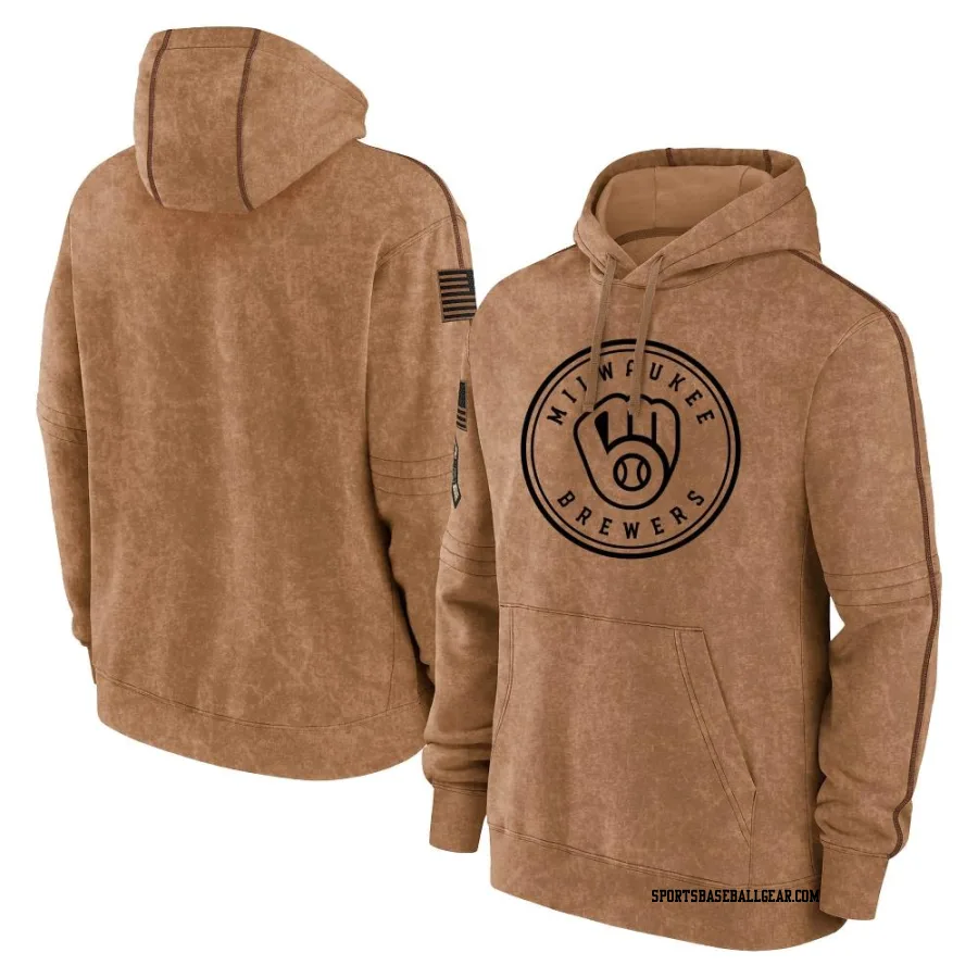 Men's Milwaukee Brewers Brown 2023 Salute to Service Club Pullover Hoodie