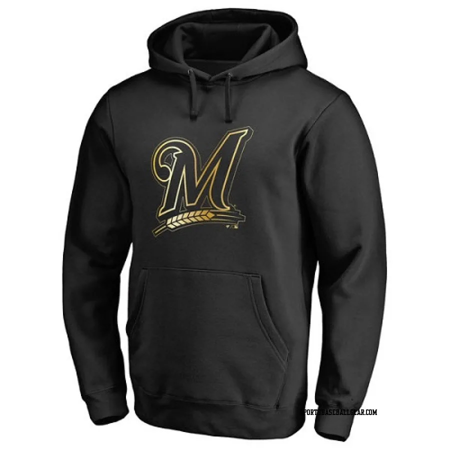 Men's Milwaukee Brewers Gold Collection Pullover Hoodie - Black