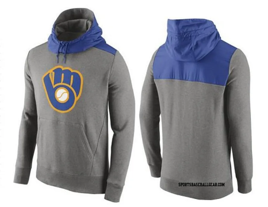 Men's Milwaukee Brewers Gray Cooperstown Collection Hybrid Pullover Hoodie