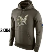 Men's Milwaukee Brewers Olive Salute to Service KO Performance Hoodie