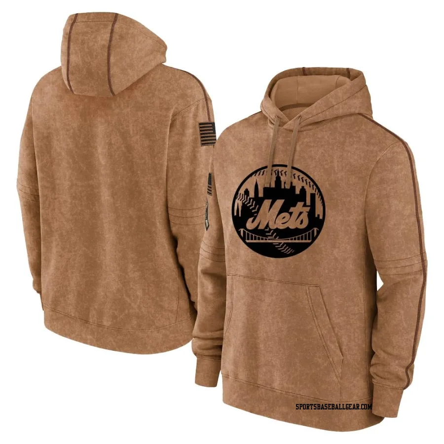 Men's New York Mets Brown 2023 Salute to Service Club Pullover Hoodie